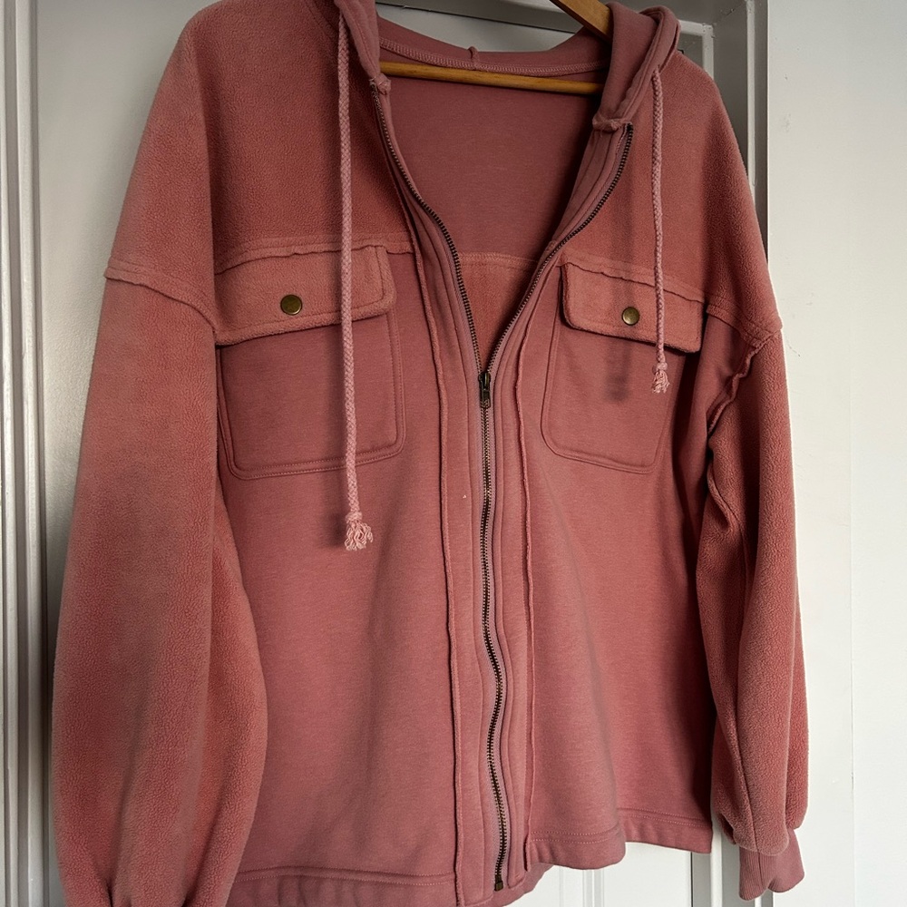 Pink Hooded Zip-Up Jacket